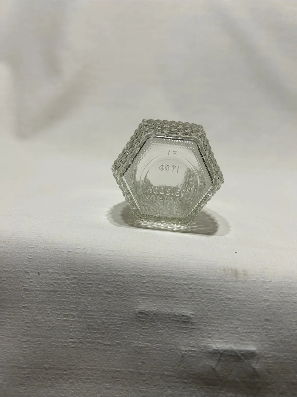 Hoosier 4071 Textured Clear Glass Vase with Diamond Pattern